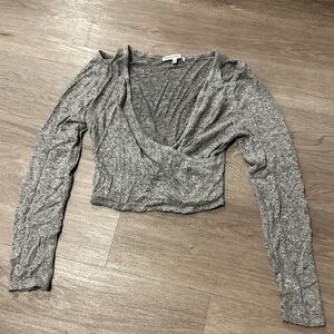 Women’s Gray Cropped Long Sleeve